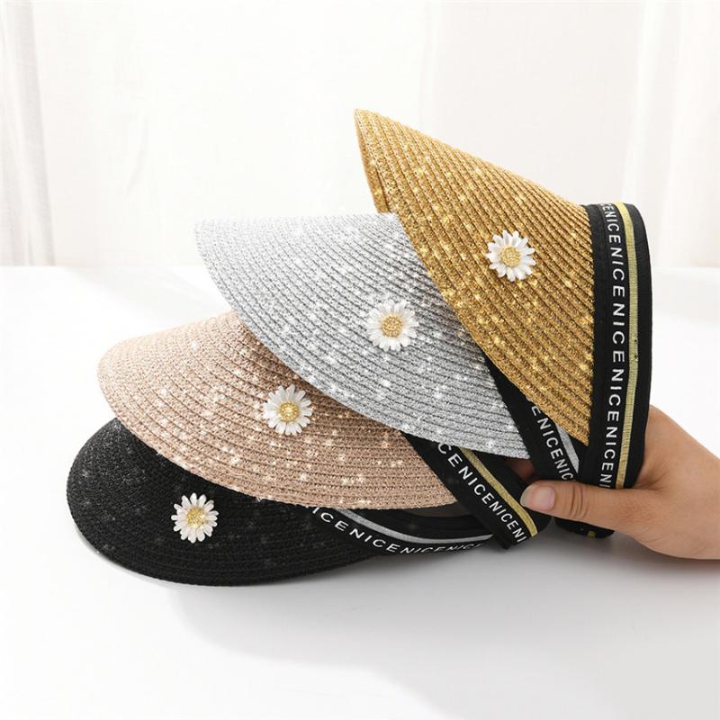 

Berets Children Straw Hats For Kids Girl Boy Summer Sun Visor Empty Top Hat Outdoor Beach Cap Holiday Travel 2-6 Years Old, Color 10