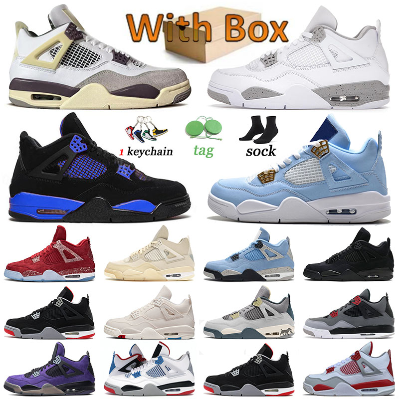 

Jordens 4 4s Basketball Shoes High quality Craft Red Thunder Jumpman Black Royal Men Women Trainers White Oreo Infrared Military Blue Off Sail Manila Sneakers Sports, 40-47 metallic green
