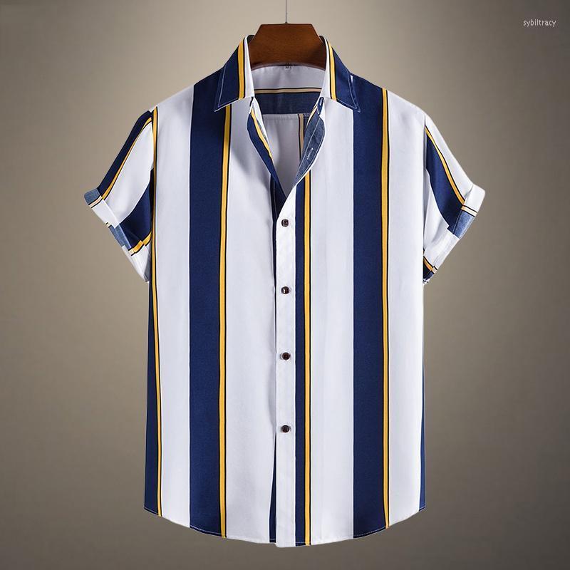 

Men's Dress Shirts Hawaiian Loose Shirt Men Summer Geometric Print Short Sleeve Button Blouse Top Casual Clothing CamisasMen's Sybi22, Apricot