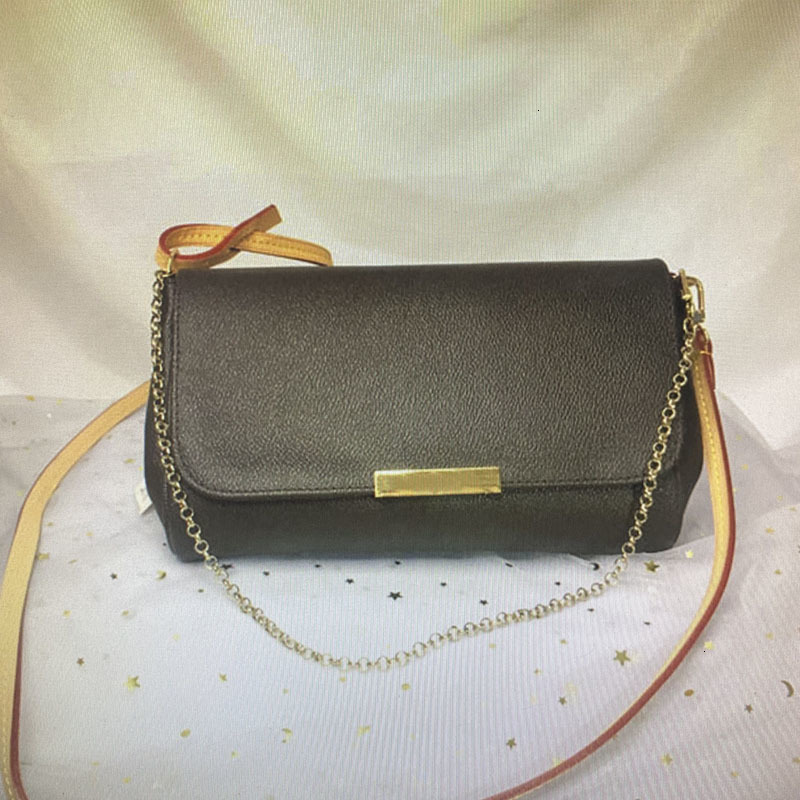 

Designer-FAVORITE MM Handbag Women Crossbody Bag Chain Shoulder Bags Leather Damier Azur Ebene Canvas Cross Body Bag, Brown flower