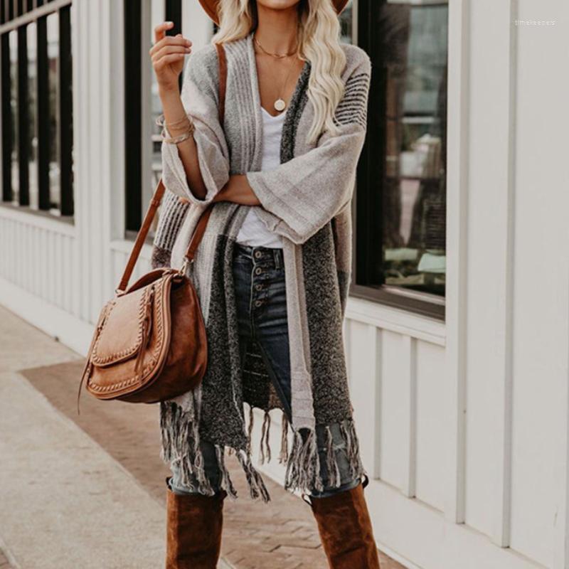 

Women' Knits & Tees Women Winter Vintage Knitwear Sweater Cardigans 2022 Bohemian Fringe Cardigan Clothes Patchwork Slim Long Coat Female, Khaki