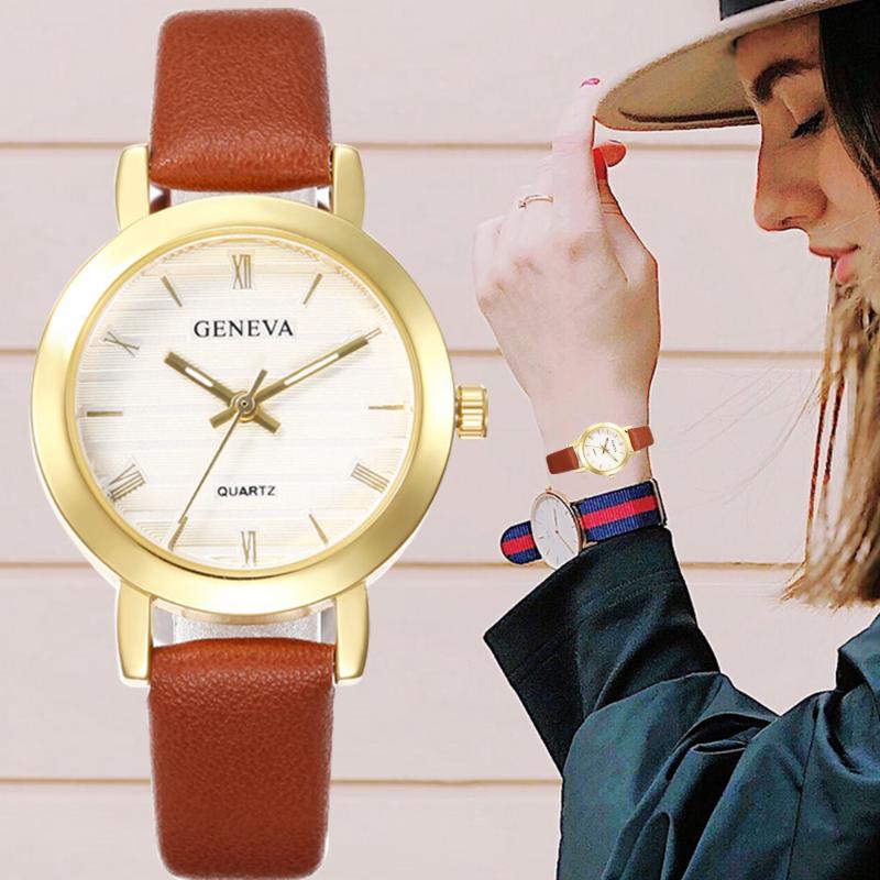 

Wristwatches Top Ladies Bracelet Watches Fashion Style Women Watch Leather Analog Quartz Wrist Watch#YY ClockWristwatches WristwWristwatches, Red