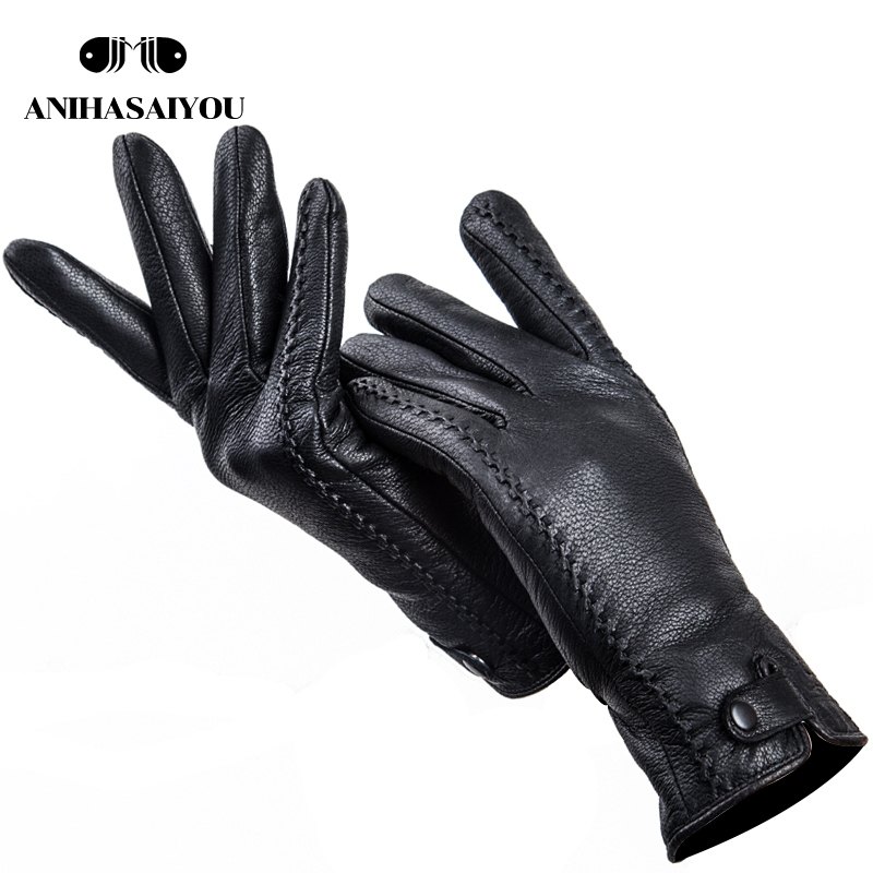 

Fashion Buckskin real women s leather gloves Comfortable warm winter Cold protection for women 2265 220812