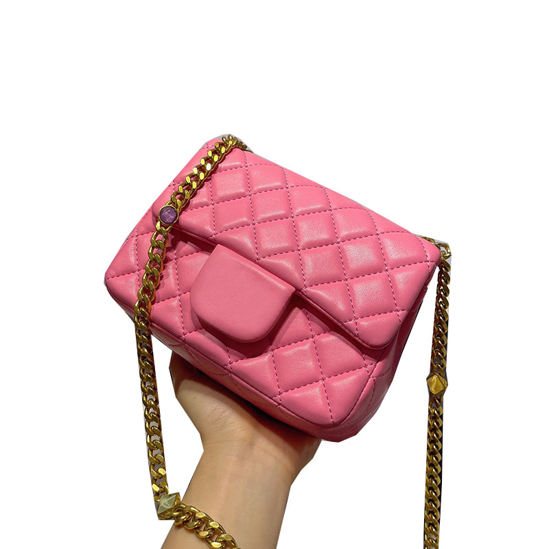 

22P France Womens Classic Mini Flap Bags Gem Gold Chain Crossbody Shoulder Purse Large Capacity Fashion Street Trends Ladies Leisure Luxury Designer Handbags 18CM, Box