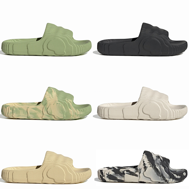 

2022 Fashion Adilette 22 Slides Slippers Summer Sandals Designer Mens Women Slide Slipper Black Desert Sand Grey Magic Lime St Luxury Sandals Newest Beach Shoes, Black grey