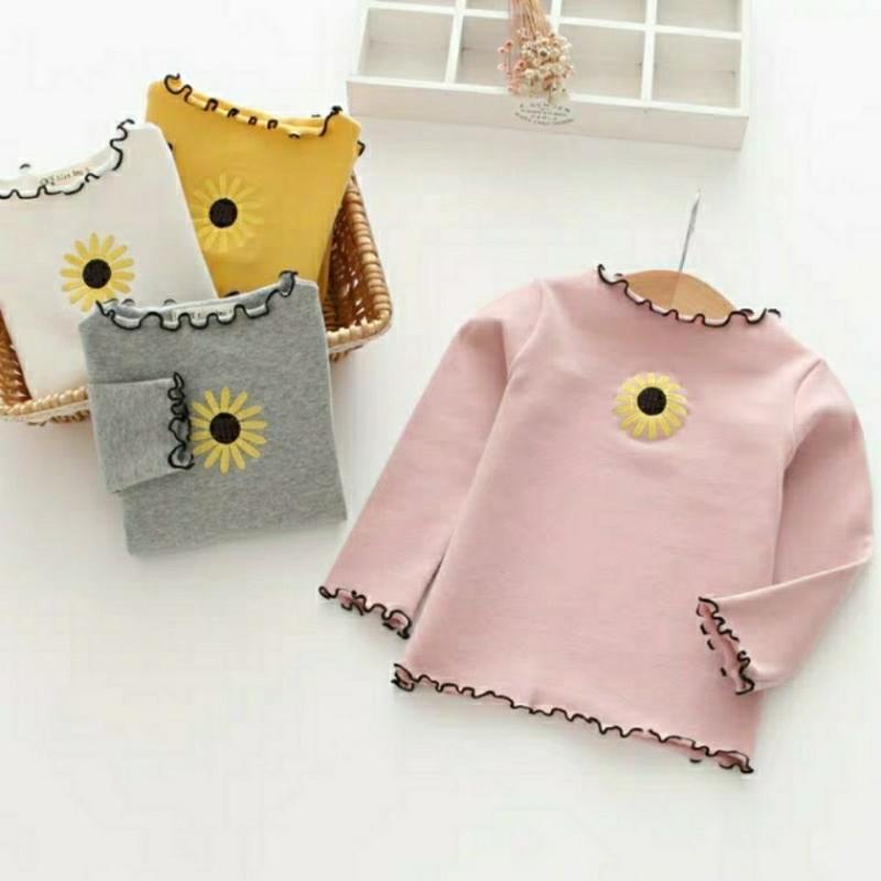 

T-shirts Autumn Baby Girls Long Sleeve Tshirt Kids Casual Arrival Tops 2022 Korean Lace Flower Embroidery For Girl 2-7 YT-shirts, Gray