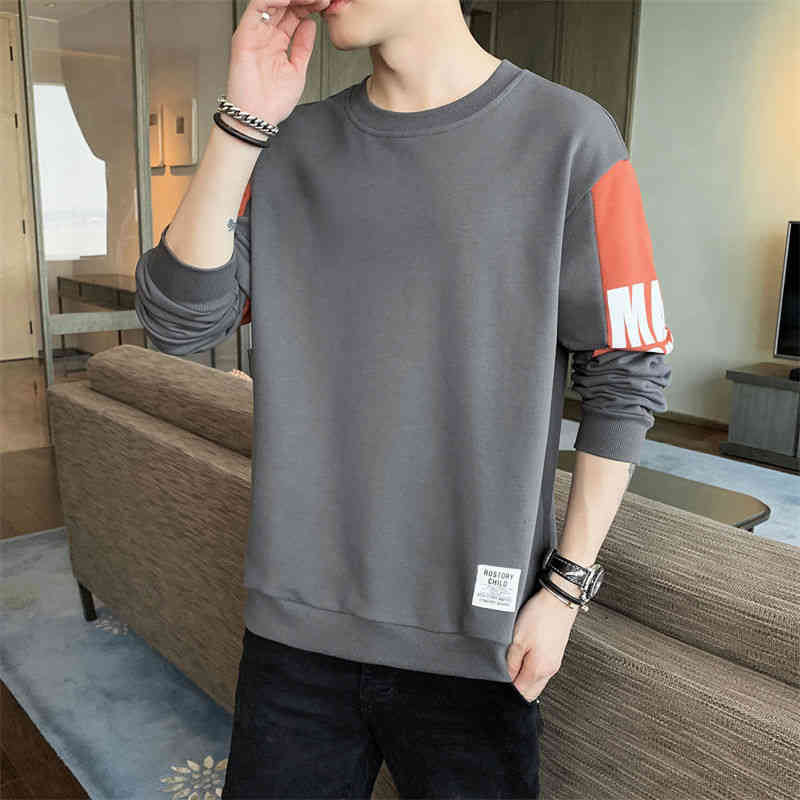 

Guochao Round Neck Sweater Men's Spring and Autumn Tide Brand Sports Leisure Long Sleeve T-shirt Youth Clothes, 152 white