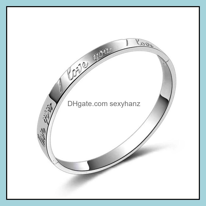 

Bangle Bracelets Jewelry Sier Bracelet Banlges I Love You For Women Girl Men Party Gift Fashion Wholesale - Drop Delivery 2021 0Vjxc