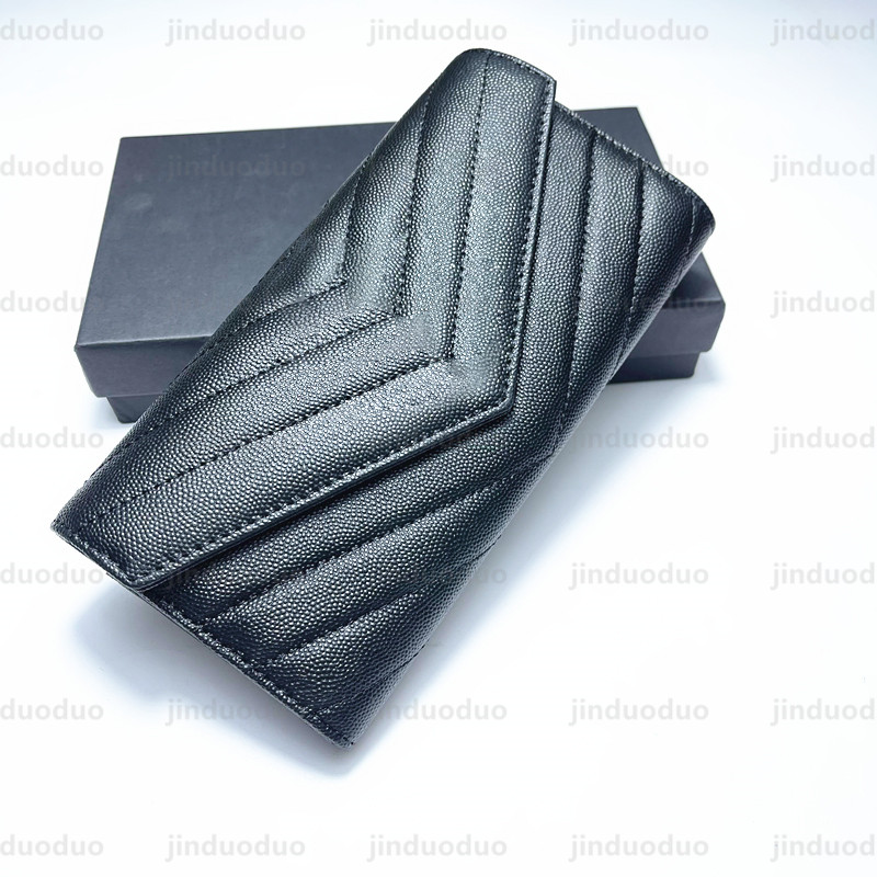 

Top quality Genuine leather purses Luxury designer card holders Wallets men Original long Coin holder free Women Key Wallet handbags bags Interior Slot Womens, Black silver