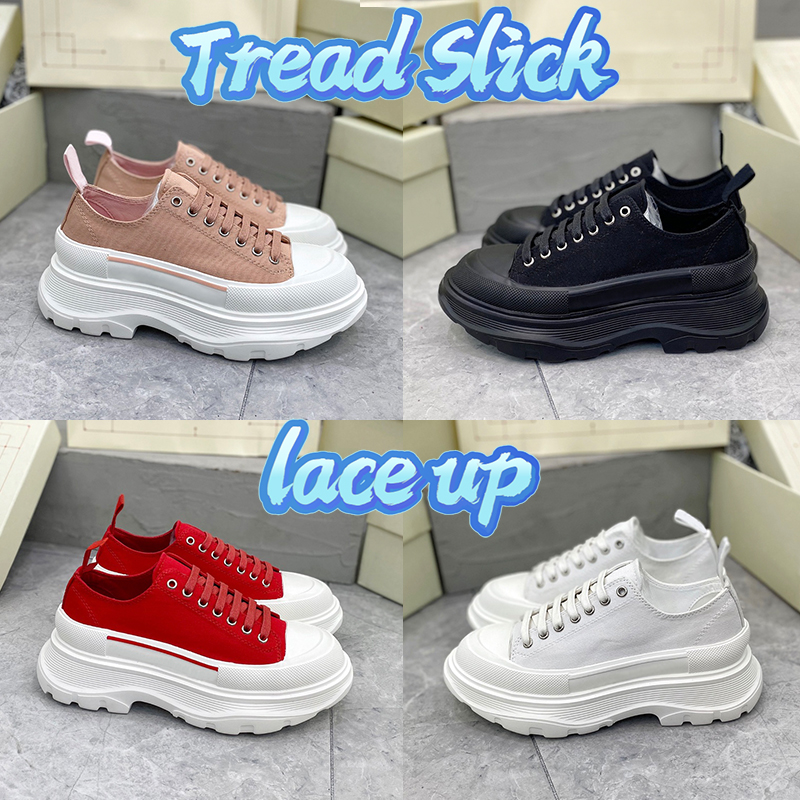 

Fashion women casual shoes Tread Slick lace up sneaker triple black pale pink royal red white low platform designer Sneakers outdoor luxury womens Canvas Trainers, Shoe box