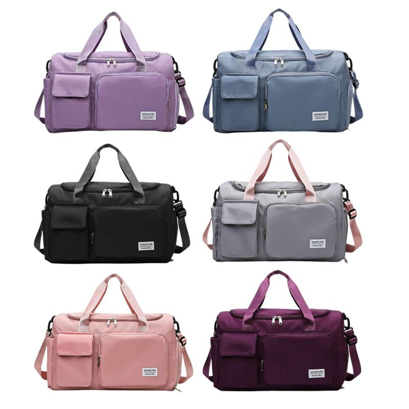 

Duffel Bags Waterproof Sports Swimming Tote Shoe Compartment Weekender Handbag Wet Pocket Yoga Fitness Overnight Shoulder BagDuffel, Grey