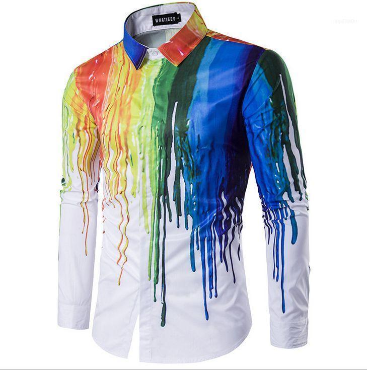 

Wholesale- 2022 Novelty 3D Shirt Men Multicolor Paint Printed Hip Hop Crewneck Long Sleeve Tops1, 03