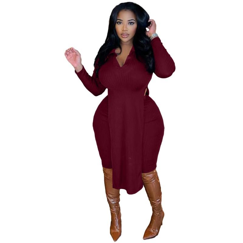 

Women' Two Piece Pants Women Set V Neck Split Long Tops And Skinny Pant Suits Sets Spring Solid Ribbed Casual Streetwear 2 Outfits, Black