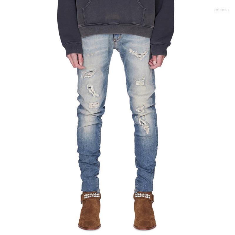 

Men's Jeans Autumn Men Fashon Casual Skinny Hole Pants Beggar Style Patch Slim Male Trousers Hip Hop Denim Bert22, Black