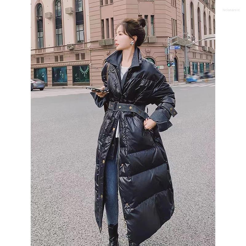 

Women' Down & Parkas Winter Fashion Fake Two-Piece Cotton-Padded Coat Waist Korean Mid-Length White Duck High Quality Jacket Female YY22 Lu, Photo color