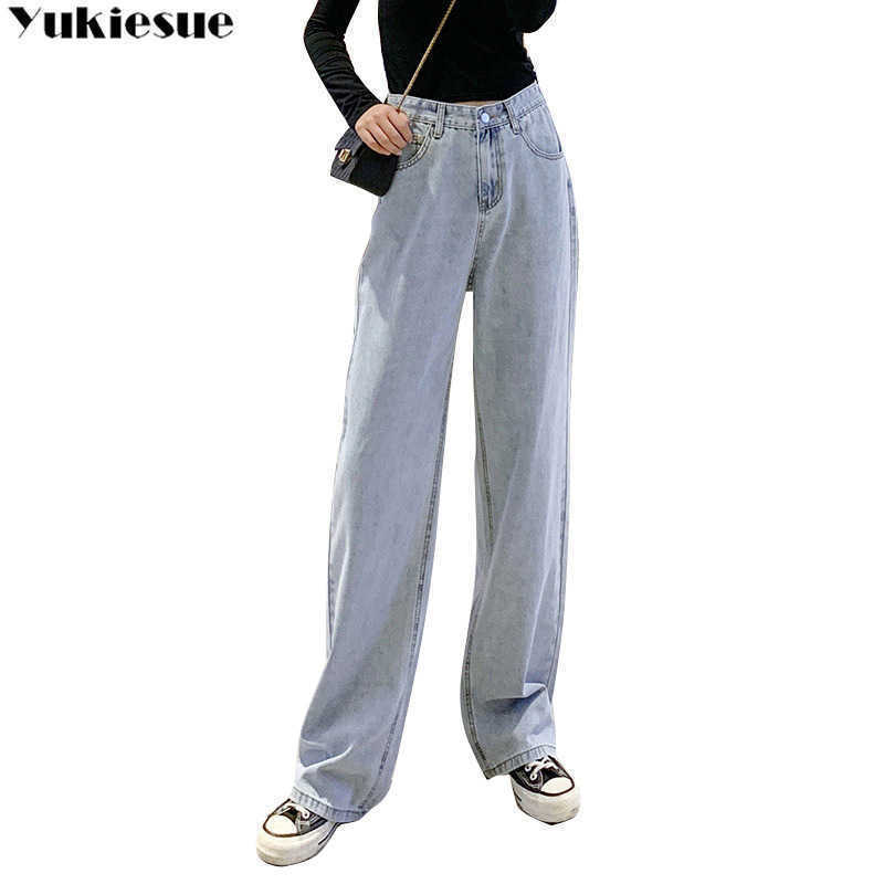 

Loose Vintage women Jeans Woman Casual Boyfriend ripped Denim Wide Leg Pants mom High Waist Womens Plus size 210608, Dark blue