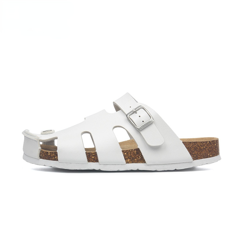 

large size high quality women summer shoes platform soft cork leather women slides summer sandals slippers beach shoes, Black cartoon