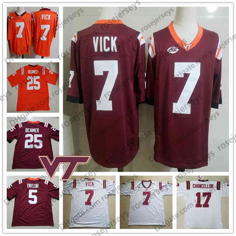 

Customized Virginia Tech Hokies #7 Michael Vick 5 Tyrod Taylor 17 Kam Chancellor 25 Frank Beamer 78 Bruce Smith Red Retired Jersey 4XL, Orange