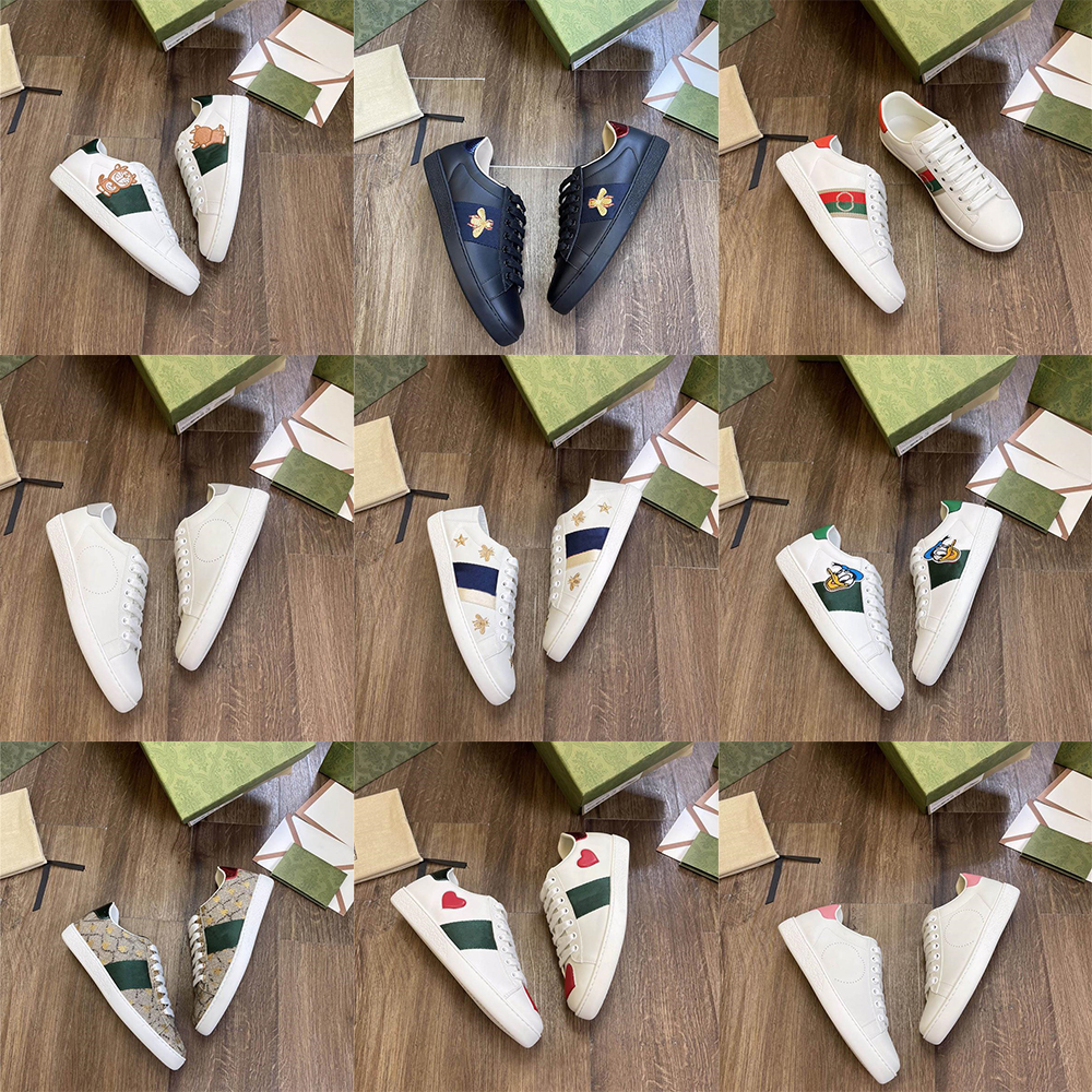 

Designer Sneakers Men Shoes Canvas Casual Shoes Classic White Shoe Stripe Splicing Sneaker Animal Embroidery Trainers Size 41-46, 13