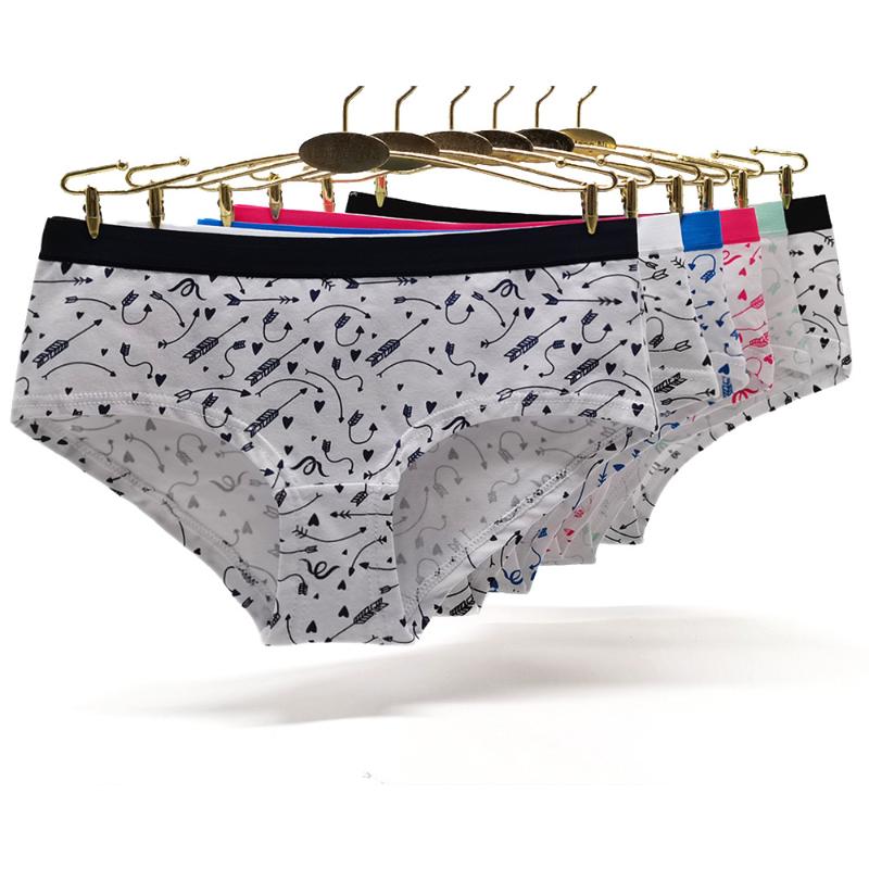 

Panties Girls Underwear 6pc/lot Cotton Print Low Waist Briefs Young Girl Teenagers Wholesales Students M-XL, Black