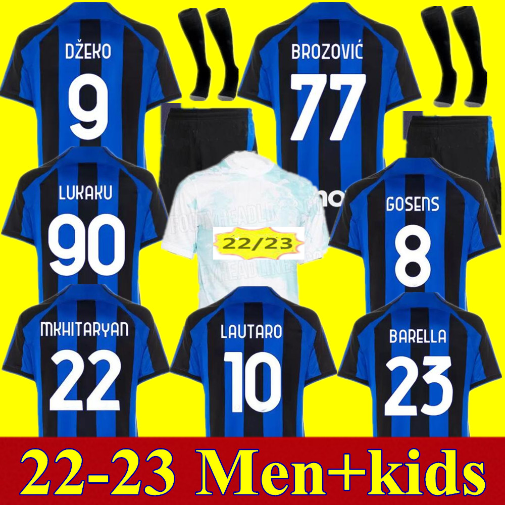 

2022 2023 LUKAKU Inter Milans soccer jerseys CORREA DZEKO GIROUD BARELLA LAUTARO SKRINIAR BELLANOVA DE VRIJ 22 23 football shirt uniforms men kids kit sets, Adult away