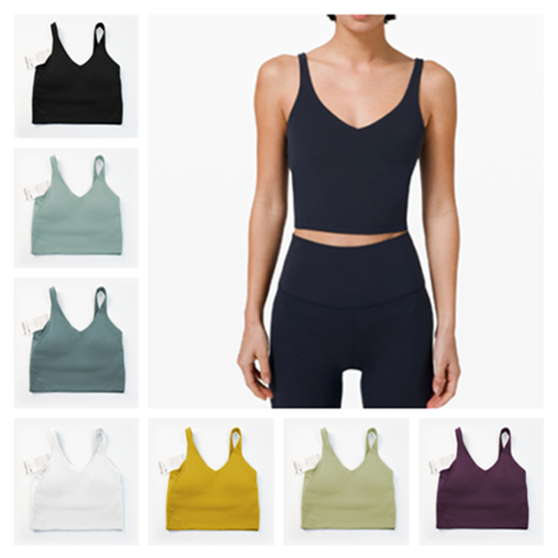 women Sports Bra Sexy Tank Top Tight Yoga Vest With Chest Pad LU No Buttery Soft Athletic Fitness Clothe Custom Logo Lulu-image-768429478