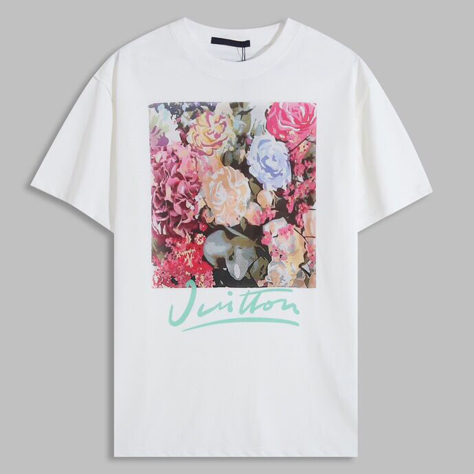 

2023 Autumn/Winter Alphabet Print Short Sleeve High Street Cotton T-Shirt Unisex OS Drop Shoulder Loose T-Shirt Sweatshirt, White