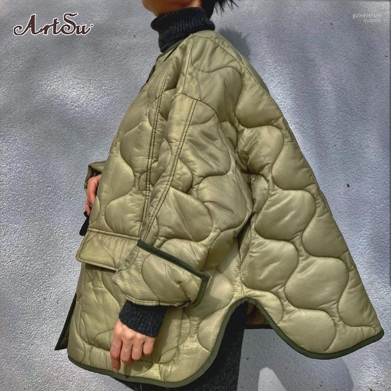 

Women' Down & Parkas Designer Autumn Winter Army Green Puffer Jackets For Women Casual Warm Breasted Cotton Quilted Coat Pockets Outw Guin2