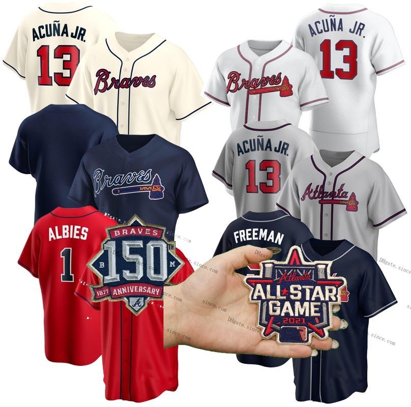 

Atlanta 13 Ronald Acuna Jr. All-Star 150th Jersey Marcell Ozuna Ozzie Albies Austin Riley Freddie Freeman Dansby Swanson Greene Donaldson, Men/flexbase/navy red