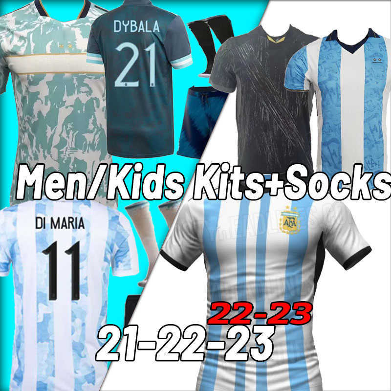 

MESS I 22 23 2021 ARGENTINA soccer jerseys fans player version 2022 2023 DI MARIA Maradona kids kit socks full sets football special, Away+patch