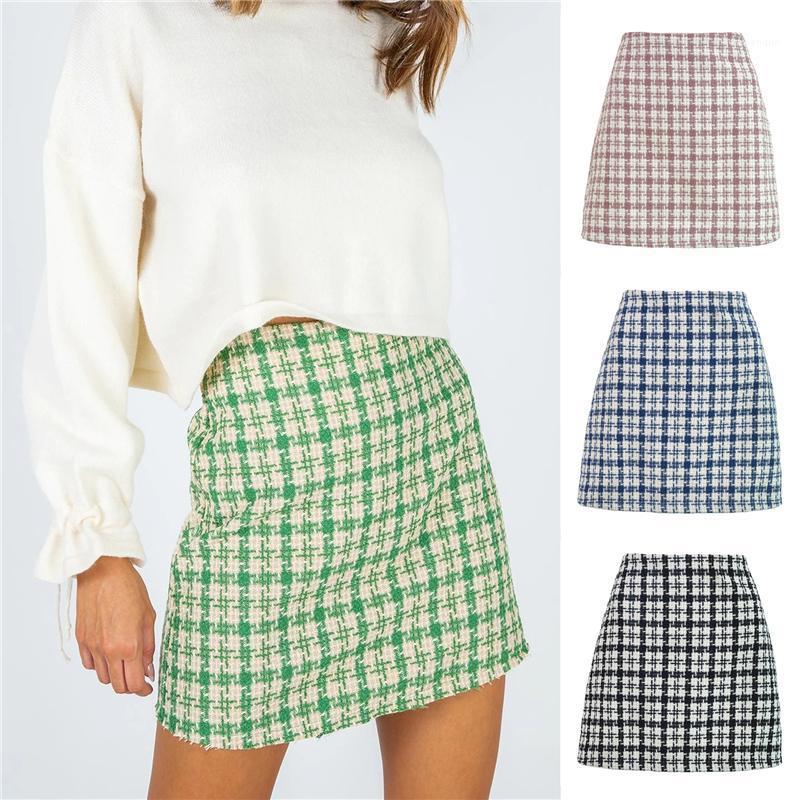 

Skirts Women' Mini Skirt Vintage Casual Mid Waist Above Knee Plaid Print A-Line Short 2022, Black