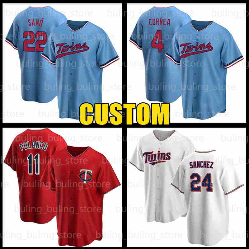 

4 Carlos Correa Baseball Jersey Miguel Sano Gary Sanchez Twins Gio Urshela Alex Kirilloff Caleb Thielbar Minnesota Taylor Rogers Gilberto Celestino Trevor Larnach, Custom men cool base(s c)