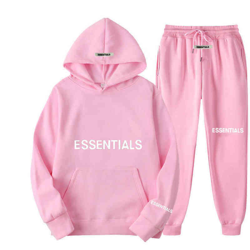 

Print Street Reflective Letter Essentials Sweatshirts Ovesized Hoodie Hoodies Men Tracksuit sweat suits tracksuits, 2pc pink 2