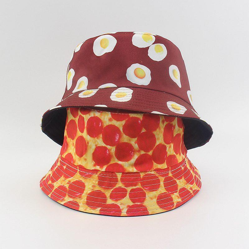 

Berets Fashion Cotton Egg Printing Bucket Hat Fisherman Outdoor Travel Sun Cap Hats For Men WomenBerets, 01