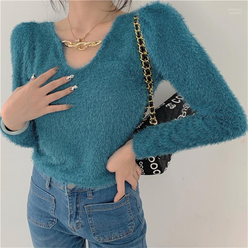 

Women's Sweaters Alien Kitty Soft Pullover Chain Backless Sexy 2022 Outwear Office Lady Solid Full Sleeve Autumn Women Tops Jemi22, Black