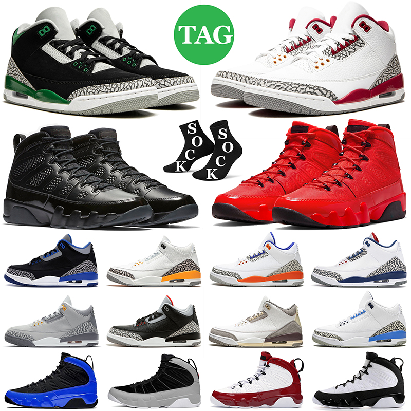 

2023 3 3s Mens Basketball Shoes 9 9s Chile Cardinal Red Bred Pine Green Georgetown UNC Laser Orange Particle Grey Men Womens Trainers Sports, 3s tinker black cement gold