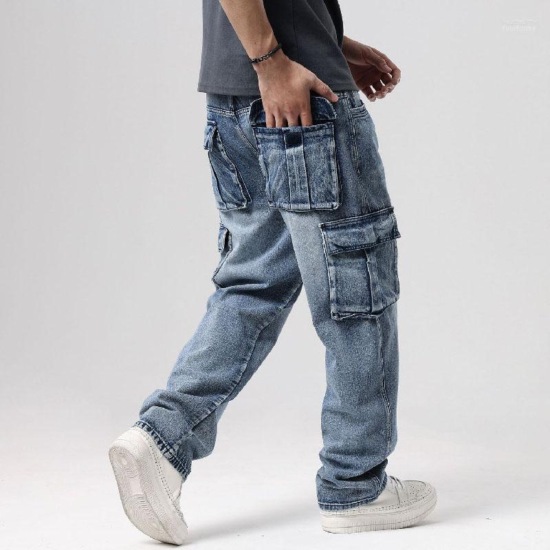 

Men's Jeans Plus Size Men Mens Trousers Jean Homme Loose Fat Hip Hop Skateboard Pants Heat22, Blue