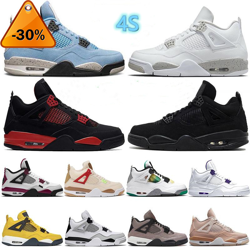 

J4 University Blue Jumpman 4 4s Mens Basketball Shoes White Oreo Metallic Purple Black Cat Bred Shimmer Cactus Jack Men Women Sneakers, 21