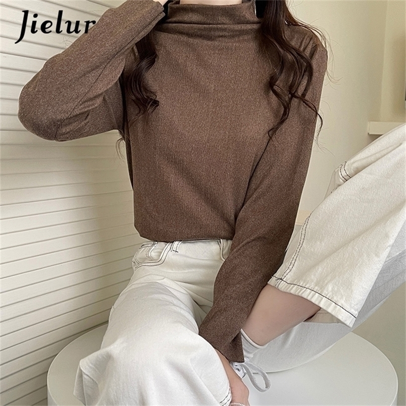 

Jielur Winter Pure Color Slim koszulka z guzikami z damska nowa casualowa koszulka z dopasowana elegancka damska Top 220811, Black