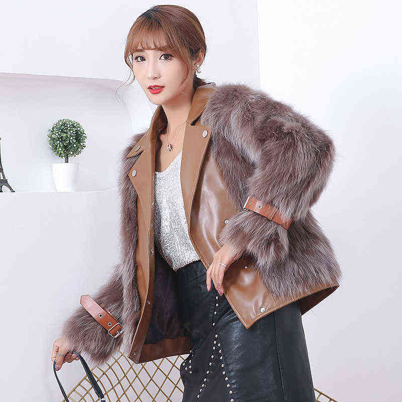 

Fur Jacket Luxury Fashion Warm Whole Leather White Raccoon Fur Leather Motorcycle Short Fur Coat Women T220810, Dark gray