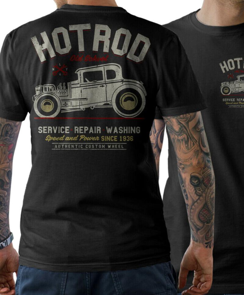 

Men' T-Shirts T-Shirt Rod Oldschool Schrauber V8 Muscle Car Rockabilly Double Side 2022 Summer Brand High-Quality O Neck Shirt, Black