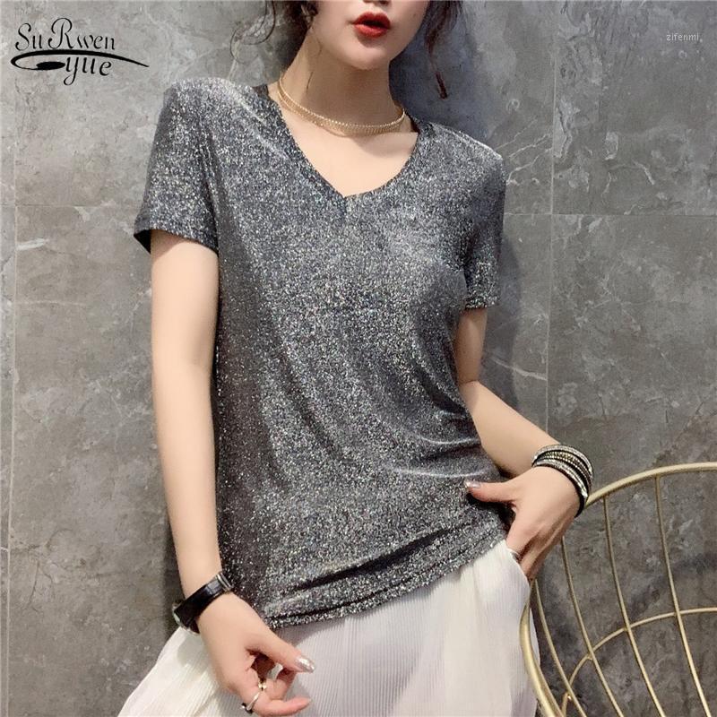 

Korean V-neck Blouse Women Blusas Mujer De Moda 2022 Summer Short Sleeve Lace Tops Elegant Office Lady Shirt Clothes 9748 Women's Blouses &, Silver