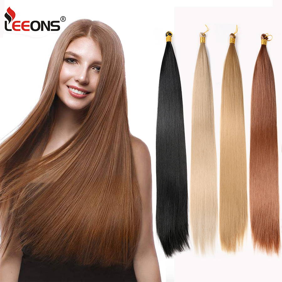 Accessories 22&quot Straight Hair Extensions Heat Resistant Synthetic Braiding Hair Bundles Colorful High Temperature Cosplay Brown Blonde H-image-762268412