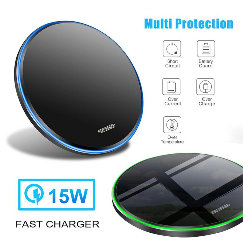 

15W Universal Qi Wireless Charger for IPhone 8 Xr XS Max 11 12 13 Promax Fast Wireless Charge Mirror Pad Charging Samsung Huawei