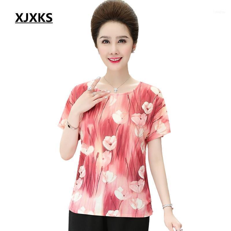 

Short Sleeve Women Blouse Top 2022 Summer Casual Round-Neck Printing Gradient Large Size Woman Tops Women's Blouses & Shirts, Green