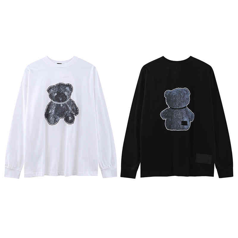 

We11done Autumn and Winter Daily Animal Pattern Men' Women' Leather Sweater T-shirt, White