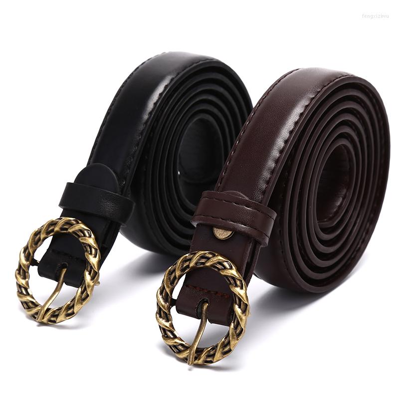 

Belts Grass Weave Round Buckle Belt Female Gold Black Waist Women Jeans PantsBelts