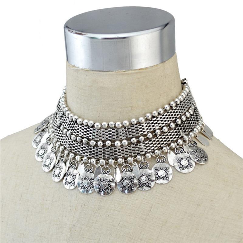 

Pendant Necklaces Women Small Leaves Dangle Chunky Chain Collar Statement Necklace