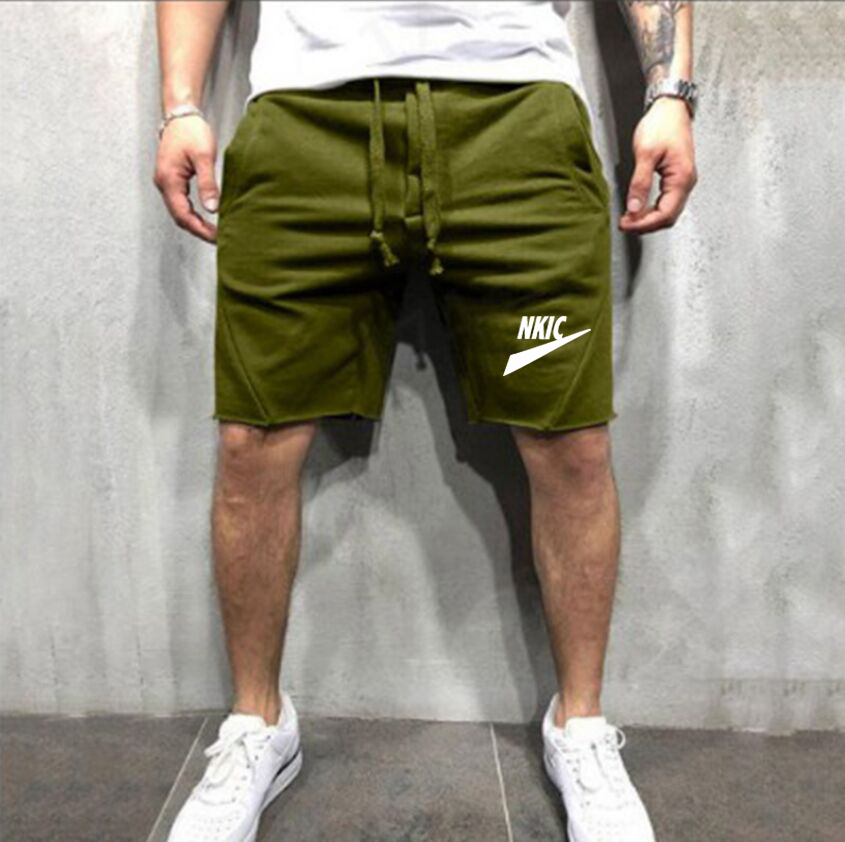 

2022 Summer Cotton Army green Shorts Men's Fashion Brand LOGO Breathable Men Casual Shorts Comfortable Large Size Fitness Man Bodybuilding, White