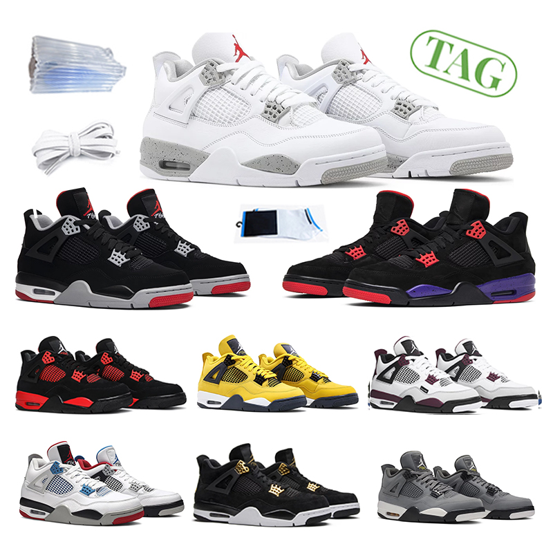 

High quality 4s 4 Basketball shoes University blue white oero shimmer Black Cat Lightning union noir Fire red bred Pure Money metallic purple green sneakers, #4